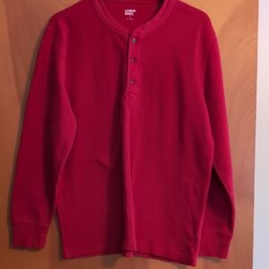 Lands' End Men's Vibrant Red Henley Shirt